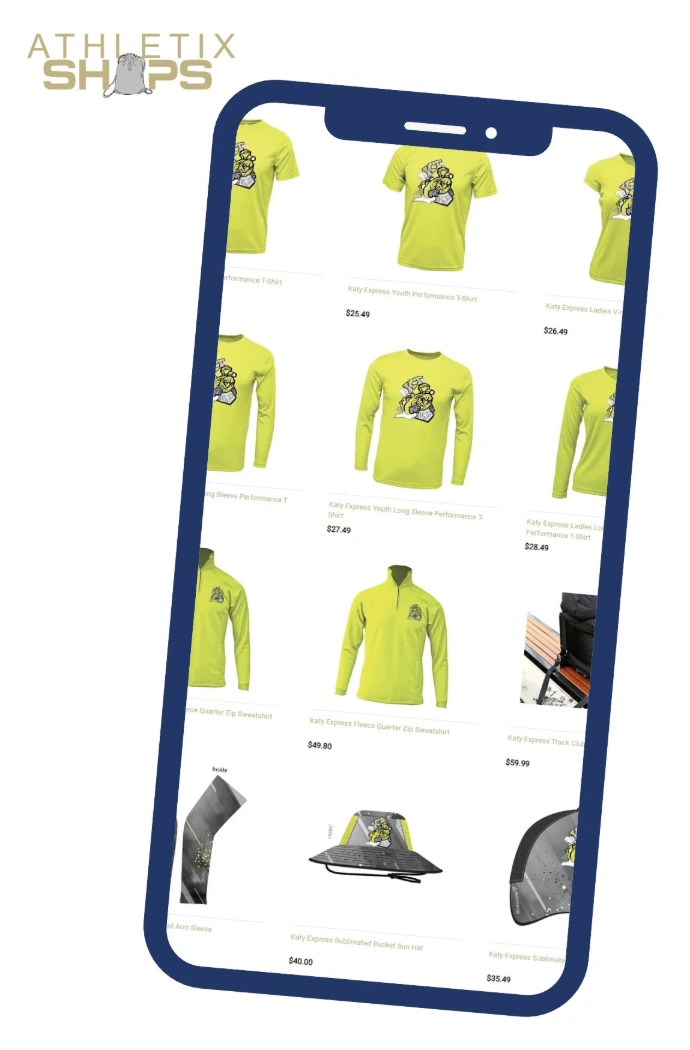 Online Athletix Shop displaying team apparel for convenient ordering