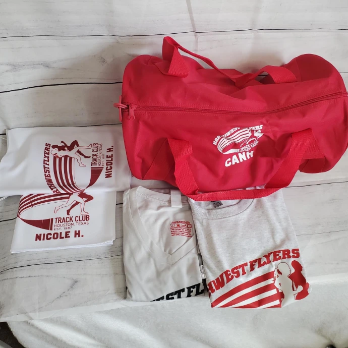 Northwest Flyers personalized duffel bag, shirts, and team apparel customized by Impress Athletix