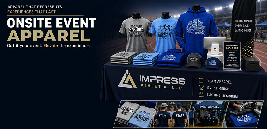 Impress Athletix onsite event apparel booth