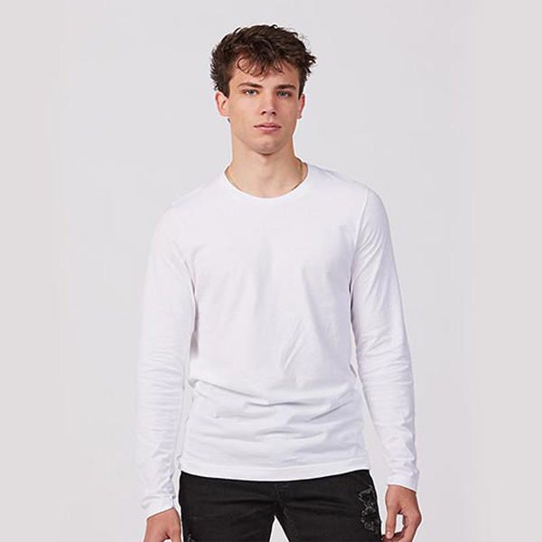 [APTPLS202LS-18] Ringspun Cotton Crew Neck Unisex Fine Jersey Long Sleeve Tee (XL, White)