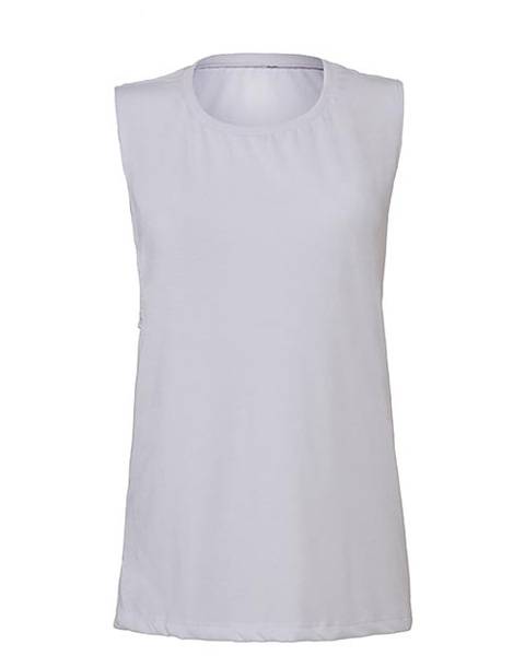 [APTSB8803A-2] Ladies' Flowy Scoop Muscle Tank (XL, White)