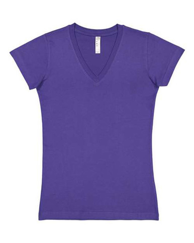 [3607A19-4] LAT - Junior Fit V-Neck Fine Jersey Tee (XL, Orange)