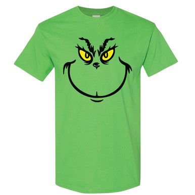 [APGTSGRG500GR-1] The Grinch Face Shirt - 100% Cotton - Grinch Graphic Tee (Large)